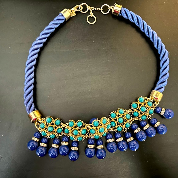 Banana Republic Jewelry - Banana Republic blue beaded and rope necklace